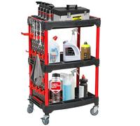 3 Tier Rolling Tool Cart with Wheels & Ergonomic Handle, Heavy Duty Car Detailing Cart, Utility Mobile Service Cart, Multifunctional Storage Organizer for Car Wash/Wax, Home, Garage, Warehouse