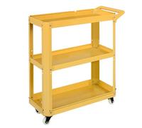 3-Tier Rolling Tool Cart - Yellow Metal Plant Display Stand with Wheels Perfect for Garages Workshops & Home nization Ideal for Flower & Garden Accessories