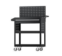 3-Tier Rolling Tool Storage Cart with Pegboard, Heavy-Duty 300kg Capacity, Mobile Work Cabinet with Drawers for Car Repair and Garage nization (Black)