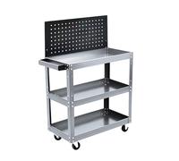 3-Tier Rolling ToolCart with Perforated Panel Garage & Workshop Storage Solution for Tools Repair Equipment & Accessories - Heavy-Duty Tool Storage