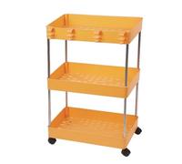 3-Tier Rolling Trolley Cart - Slide-Out Utility Storage Rack for Kitchen, Bathroom, Laundry Room & Bedroom - Compact and Space-Saving Design