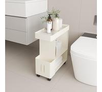 3-Tier Rolling Utility Cart - Slim Storage nizer for Bathroom & Kitchen, Space-Saving Design for Narrow Areas, White, 50x28.5cm - Versatile & Stylish Storage Solution