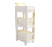 3 Tier Rolling Utility Cart with Drawer Handle Hooks 360 Degree Wheels Mobile Storage Organizer for Kitchen Beauty Salon Office PP HIPS Material 88 x 40 x 25.5cm