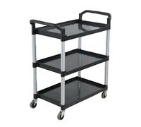 3-Tier Rolling Utility Cart with Wheels - Mobile Storage Cart for Office Restaurant & Hotel Canteen - Black 37" L x 16.54" W x 31.5" H Versatile Catering