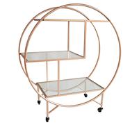 3 Tier Rose Gold Bar Cart Drinks Trolley Vintage 30s Art Deco Halo Shelving Cart