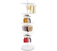 3-Tier Rotatable Round Garment Rack with Hooks, Heavy Duty Clothing Stand for Shirts Pants, Space Saving Boutique Display Rack for Hanging Shorts Scarves Hats