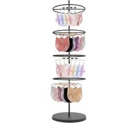 3-Tier Rotatable Round Garment Rack with Hooks, Heavy Duty Clothing Stand for Shirts Pants, Space Saving Boutique Display Rack for Hanging Shorts Scarves Hats
