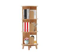 3 Tier Rotating Display Bookshelf Floor Standing Pine Wood Bookcase