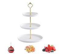 3 Tier Round Porcelain Tiered Cupcake Stand Ceramic Cake Stand Afternoon Tea Porcelain Round Display Dessert Stand Tiered Serving Stand 6"+8"+10" Serving Tray Platte for Wedding & Party (White)