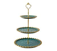 3 Tier Round Porcelain Tiered Cupcake Stand, Dessert Plates Stand, Mini Cakes Candy Display Tower, Tiered Serving Stand, Party Serving Trays for Wedding/Kids Birthday/Tea Party/Baby Shower (Green)