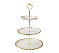3 Tier Round Porcelain Tiered Cupcake Stand, Dessert Plates Stand, Mini Cakes Candy Display Tower, Tiered Serving Stand, Party Serving Trays for Wedding/Kids Birthday/Tea Party/Baby Shower (White)