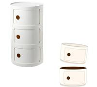 3-Tier Round Storage Unit with Sliding Drawers, Stackable ABS nizer, Plastic Storage Cabinet for Bathroom, Versatile White Table with 2/3/4 Drawer Options