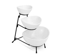 3 Tier Serving Set White Ceramic Bowls - M&w