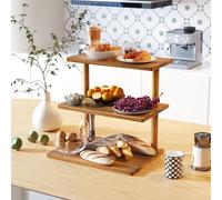 3 Tier Serving Tray and Platters, Coffee staition Wooden Appetizer Serving Tray, Party Trays and Platters, 3 Tiered Tray Desert Stand, Food Stands for Display Party, Cookie Fruit Dessert Tray