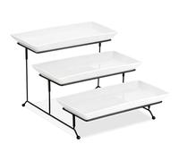 3 Tier Serving Trays for Party, Porcelain Serving Platters and Trays, 30 cm Tiered Tray Stand, Fruit Tray for White Dessert, Stand with Food Collapsible Sturdier Metal Rack