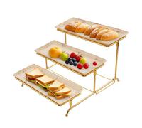 3 Tier Serving Trays Stand Porcelain Serving Platters 12 Inch White Serving Plates Dinner Platters for Appetizer Snack Fruit Cup Cake Server Tray Display Serving Dishes for Entertaining