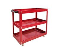 3 Tier Shelf Tool Cart Storage Wheel Cart Trolley Heavy Duty Garage Workshop DIY Tool 450lb Heavy Duty Durable Garage Trolley Workshop 3 Tier Wheel Shelf (Red)