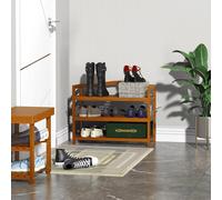 3-Tier Shoe Rack Acacia Wood Shoe Storage Organiser up to 12 Pairs for Entryway