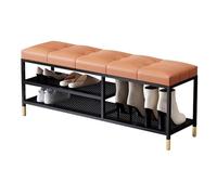 3 Tier Shoe Rack Entryway Bench, Shoe Storage Bench with Padded Seating, Metal Frame, Hallway Bench for Living Room Bedroom