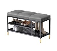 3 Tier Shoe Rack Entryway Bench, Shoe Storage Bench with Padded Seating, Metal Frame, Hallway Bench for Living Room Bedroom