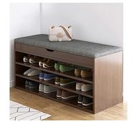 3-Tier Shoe Rack Home Porch Large-Capacity Locker With Drawers Modern And Simple Can Be Seated Shoe Changing Stool Nordic Solid Wood Shoe Changing Stool 80 * 30 * 50cm,Black