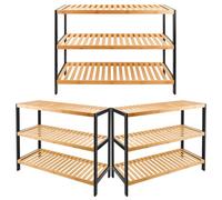 3 Tier Shoe Rack Natural Bamboo, Wooden Shoe Storage Rack, Space-saving & Easy Assembly & Strong Design Stand Shelf Organizer for Corridor, Bedroom, Bathroom, Hallway & Small Spaces, 70 x 25 x 55cm
