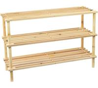 3-Tier Shoe Rack | Shoe Storage Cabinet | Multi-purpose Organiser Self | Very Quick Assembly, Holds up to 12-16 Pairs of Shoes (Wood Brown)