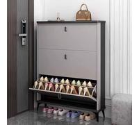3 Tier Shoe Rack with Flip Doors, Freestanding Entryway Organizer, Metal Leg Storage Cabinet for Hallway, Living Room, Bedroom, Compact Design
