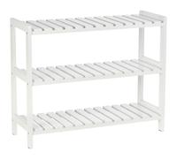 HOMCOM 3-Tier Shoe Rack Wood Frame Slatted Shelves Open Hygienic Storage in White HOMCOM White