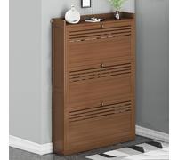 3 Tier Shoe Storage Rack Slim Wooden Shoe Cabinet with 3 Flip Doors Stylish for Bedroom Entryway Living Room & Dormitory Dark Brown