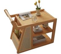 3 Tier Side Table, Adjustable Shelf Couch End Table, Mobile Snack Cart, Farmhouse Narrow Nightstand for Living Room and Bedroom