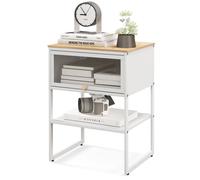 3-Tier Side Table Modern End Table Beside Sofa Nightstand with Flip up Door COSTWAY White One Size