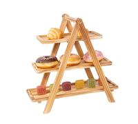 3 Tier Slate Cake Stand, 43x17x40cm Rustic Tiered Serving Platter For Afternoon Tea Wood/Slate Foldable Food Display Stand Wooden Cupcake Stand Foldable Rack Wooden Cupcake Stand For Party