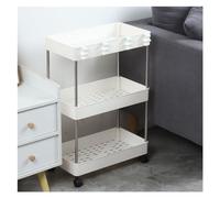 3-Tier Slim Rolling Trolley Cart - Slide-Out Utility Storage Rack for Kitchen Bathroom Laundry Room & Bedroom - Compact Pull-Out Design