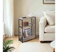3-Tier Slim Side Table, Greige + Black