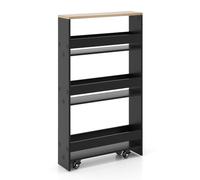 3-tier Slim Storage Cart Narrow Rolling Kitchen Serving Cart w/ Open Shelves