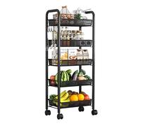 3 Tier Slim Vegetable Rack on Wheels, Kitchen Storage Organizer with Space Saving Design, Rolling Cart for Fresh Produce, Fruits & Vegetables, Modern Home Decor
