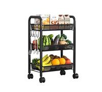 3 Tier Slim Vegetable Rack on Wheels, Kitchen Storage Organizer with Space Saving Design, Rolling Cart for Fresh Produce, Fruits & Vegetables, Modern Home Decor