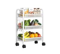 3 Tier Slim Vegetable Rack on Wheels, Kitchen Storage Organizer with Space Saving Design, Rolling Cart for Fresh Produce, Fruits & Vegetables, Modern Home Decor