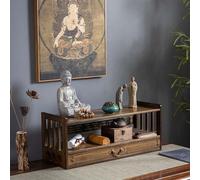 3-Tier Small Puja Table,Meditation Table Altar with Storage,Personal Shrine Table,Buddhist Prayer Cabinet,Personal Meditation Shrine,for Prayers, Divination(Walnut,52cm/20.1in)