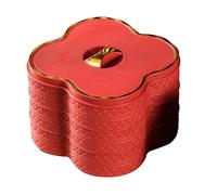 3 Tier Snack Box, PU Leather Covered Nut Candy Storage Container with Lid, Compartmentalized Serving Tray for Living Room Coffee Table
