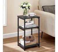 3-Tier Sofa Side Table, Industrial End Table With Steel Frame For Living Room, Bedroom Or Home Office, Ink Black