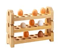 3-Tier Solid Walnut Wooden Egg Container - Chicken Egg Holder | Rustic Dispenser Storage Organizer, Stackable Farmhouse Decor For Kitchen, Apartment, Restaurant, Shop, And Fresh Eggs Collection