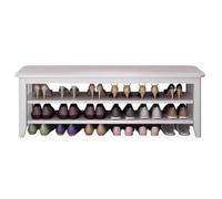 3 Tier Solid Wood Shoe Storage Organizer, Multifunctional Entryway Cabinet with Sittable Design for Home Organization