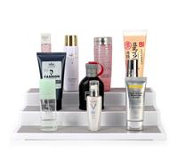 Vinsani 3-Tier Spice Rack Multifunctional Organiser Free Standing Skid-Resistant Cupboard Storage for Pantry, Kitchen Cabinets, Fridge, Makeup & Craft Accessories Holder, 37 x 24 x 8.4 cm, White/Grey