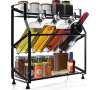 Belle Vous 3 Tier Spice Rack Organiser - Freestanding Kitchen Iron Jar Holder