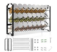3 Tier Spice Rack Organizer, Cupboard Spice Rack Wall Mounted, Free Standing Seasoning Organizer for Kitchen Storage and Organization, Black, 1 Pack