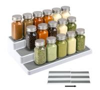 3 Tier Spice Racks Expandable Spice Shelf Free standing Counter Spice Organiser Non Slip Spice Rack for Kitchen Countertop Cupboard Pantry