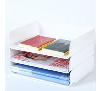 3 Tier Stackable A4 Filing Trays, Office Desk File Rack, Tidy File Document Letter Paper Organiser (3 Tiers,White)