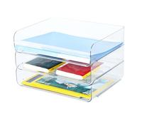 3 Tier Stackable A4 Filing Trays, Office Desk File Rack, Tidy File Document Letter Paper Organiser (3 Tiers,Transparent)
